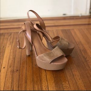 Halston Heritage nude platform heels